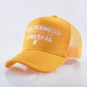 Пользовательская печать желтая хлопковая замшевая вышивка Структурированная 6 панельная сетчатая шапка бейсболка шляпа грузовика